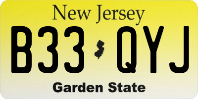 NJ license plate B33QYJ