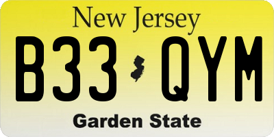 NJ license plate B33QYM