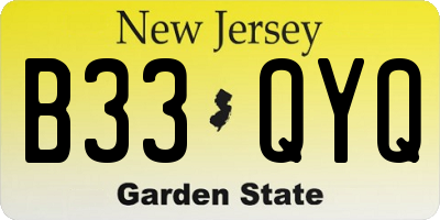 NJ license plate B33QYQ