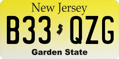 NJ license plate B33QZG
