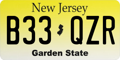 NJ license plate B33QZR