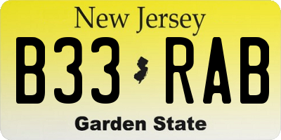 NJ license plate B33RAB