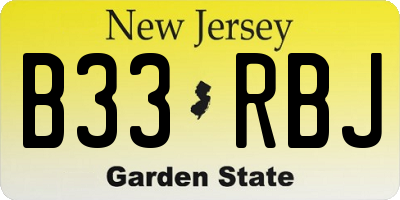 NJ license plate B33RBJ