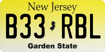 NJ license plate B33RBL