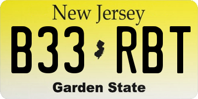 NJ license plate B33RBT