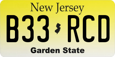 NJ license plate B33RCD