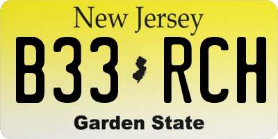NJ license plate B33RCH