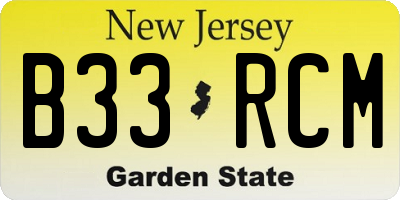 NJ license plate B33RCM