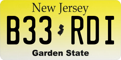 NJ license plate B33RDI
