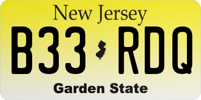 NJ license plate B33RDQ