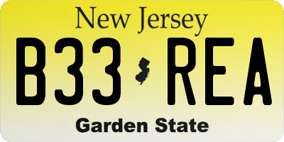 NJ license plate B33REA