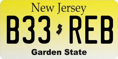 NJ license plate B33REB