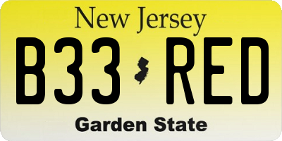 NJ license plate B33RED