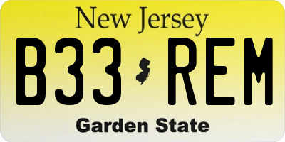 NJ license plate B33REM