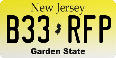 NJ license plate B33RFP