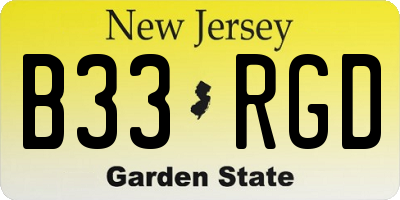 NJ license plate B33RGD