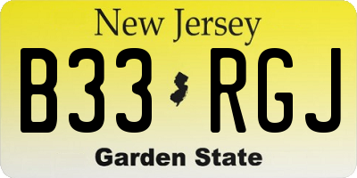 NJ license plate B33RGJ
