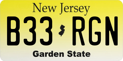 NJ license plate B33RGN