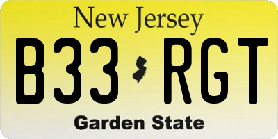 NJ license plate B33RGT