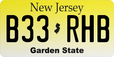NJ license plate B33RHB