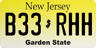 NJ license plate B33RHH
