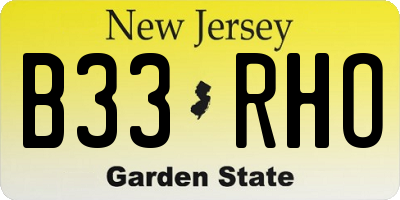 NJ license plate B33RHO
