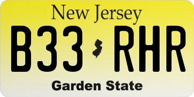 NJ license plate B33RHR