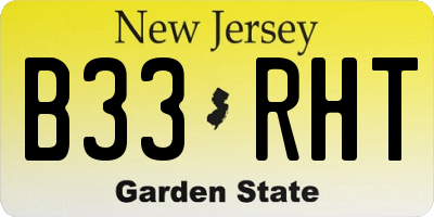 NJ license plate B33RHT