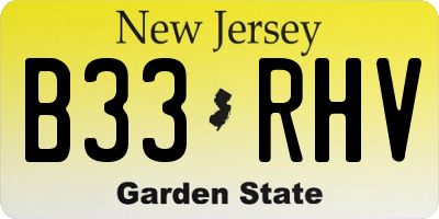 NJ license plate B33RHV