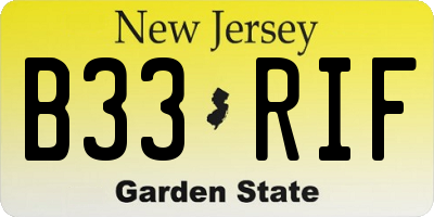 NJ license plate B33RIF