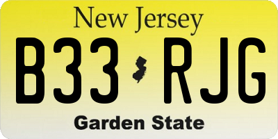 NJ license plate B33RJG