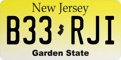 NJ license plate B33RJI