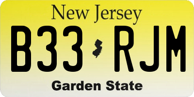 NJ license plate B33RJM