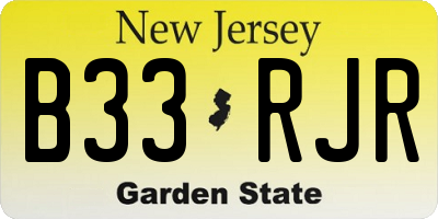 NJ license plate B33RJR