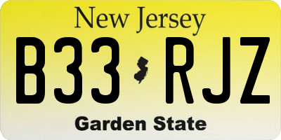NJ license plate B33RJZ