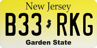 NJ license plate B33RKG