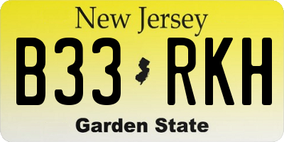 NJ license plate B33RKH