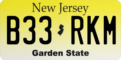 NJ license plate B33RKM