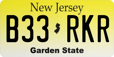 NJ license plate B33RKR