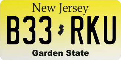 NJ license plate B33RKU