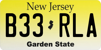 NJ license plate B33RLA