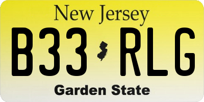 NJ license plate B33RLG