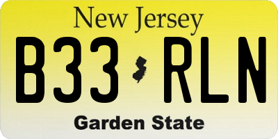 NJ license plate B33RLN