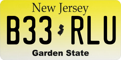 NJ license plate B33RLU