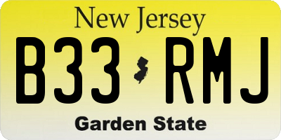NJ license plate B33RMJ