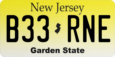 NJ license plate B33RNE