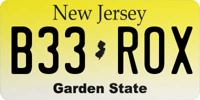 NJ license plate B33ROX