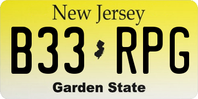 NJ license plate B33RPG