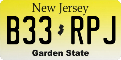 NJ license plate B33RPJ
