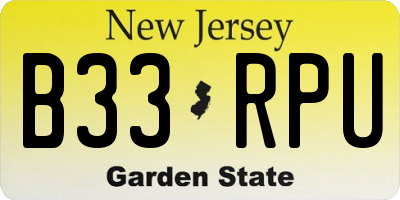 NJ license plate B33RPU